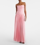 Là Fuori Petal Pink draped caped gown