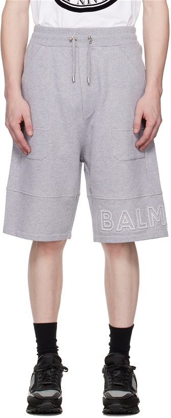 Photo: Balmain Gray Reflective Bermuda Shorts