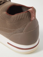 Loro Piana - 360 Flexy Walk Leather-Trimmed Knitted Wool Sneakers - Brown
