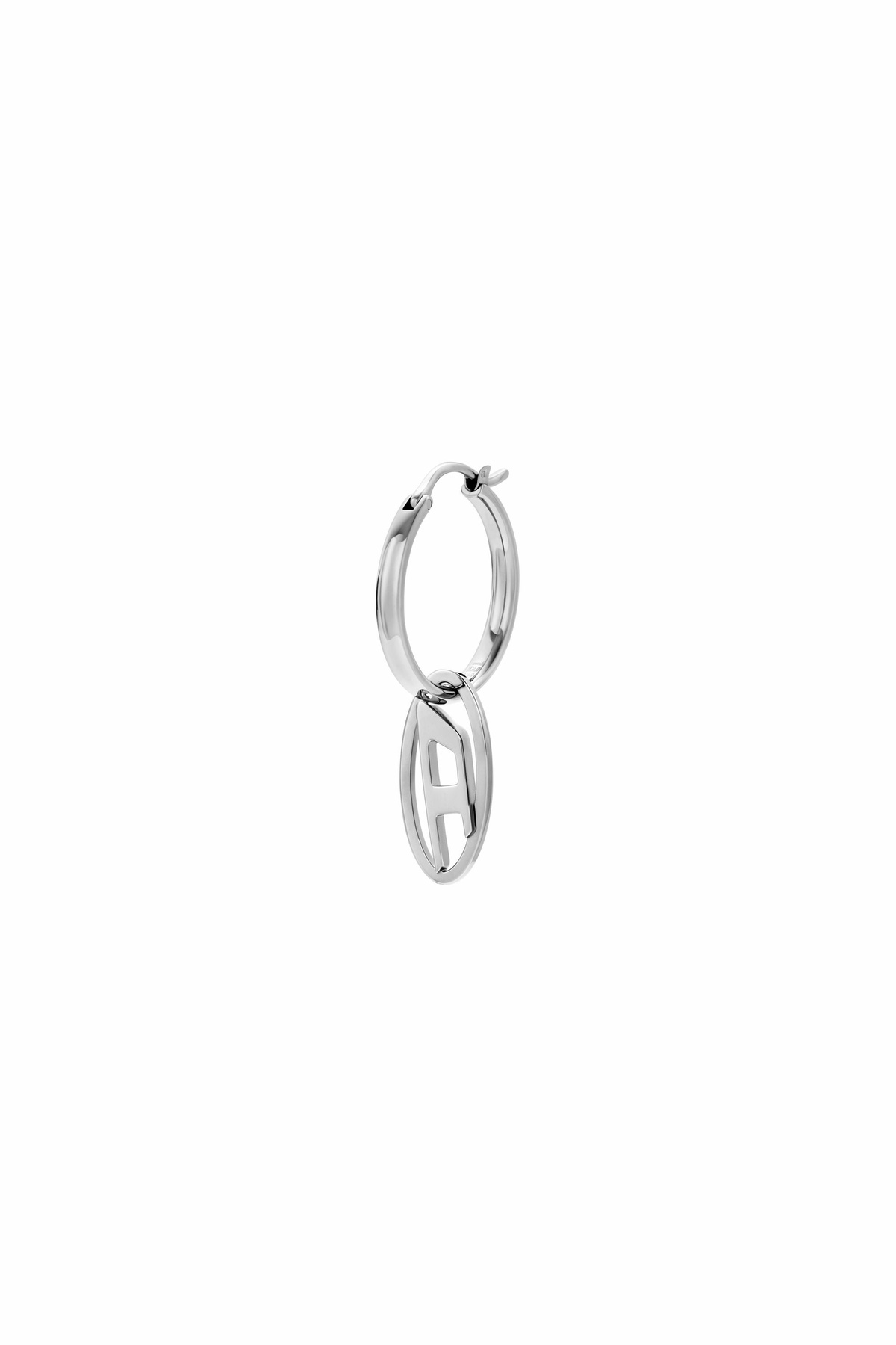 Diesel Stainless Steel Hoop Earring - Earrings - Unisex - Silver