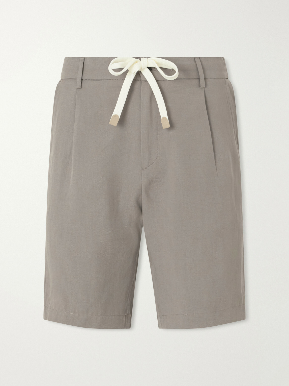 Eleventy - Wide-Leg Lyocell and Linen-Blend Twill Shorts - Gray