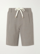 Eleventy - Wide-Leg Lyocell and Linen-Blend Twill Shorts - Gray