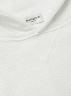 SAINT LAURENT - Agafay Logo-Print Cotton-Fleece Hoodie - White
