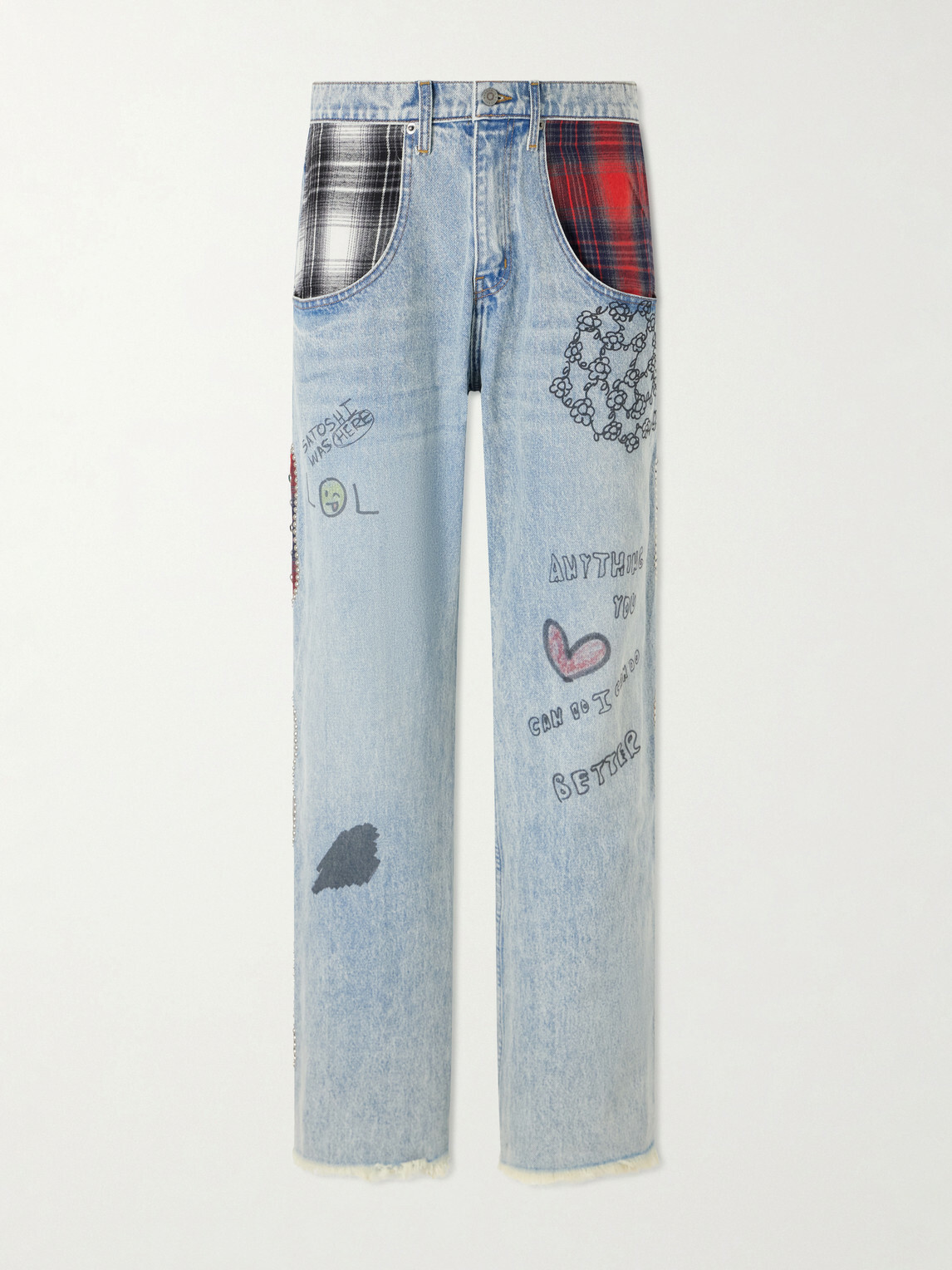 Satoshi Nakamoto - Nessa Wide-Leg Printed Embellished Jeans - Blue