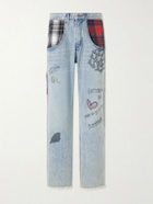 Satoshi Nakamoto - Nessa Wide-Leg Printed Embellished Jeans - Blue