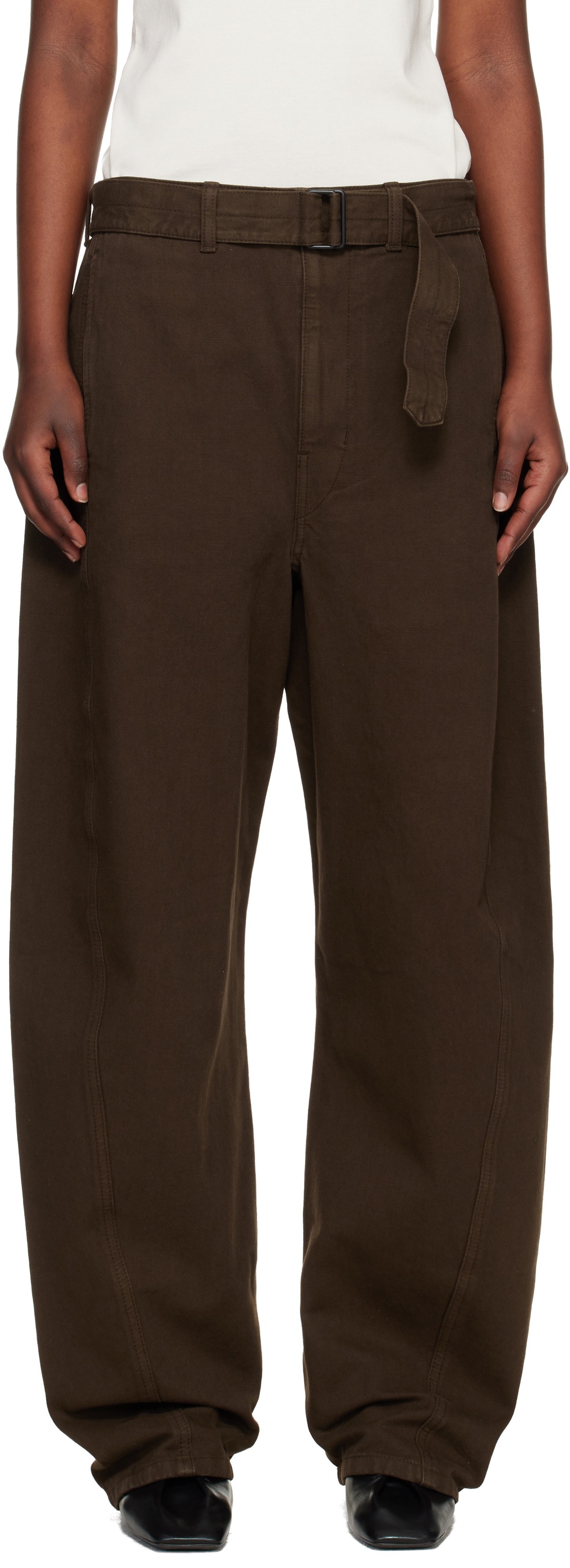 LEMAIRE Brown Twisted Belted Jeans
