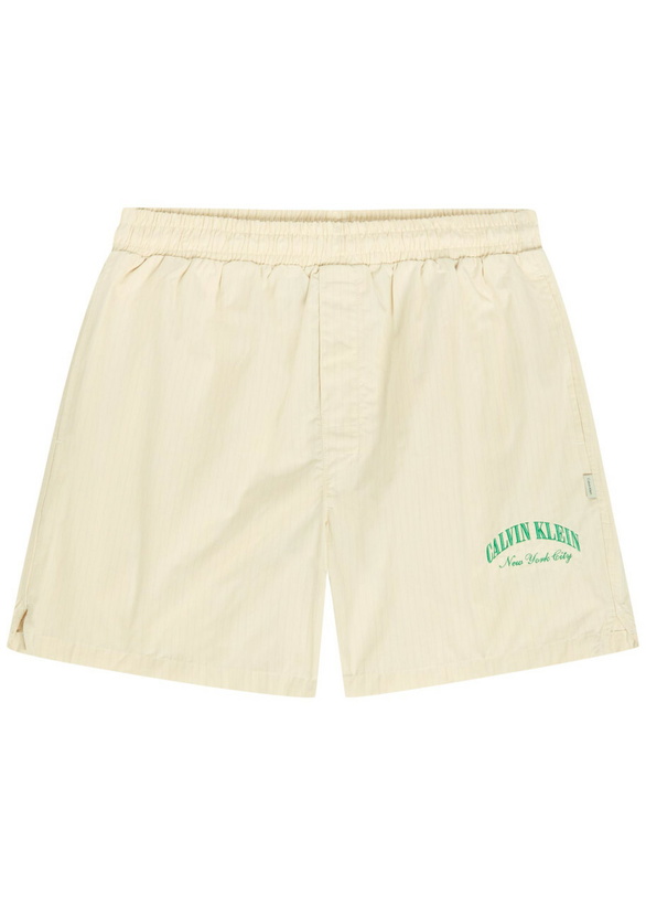 Photo: Calvin Klein Logo-embroidered Pinstriped Cotton Shorts White