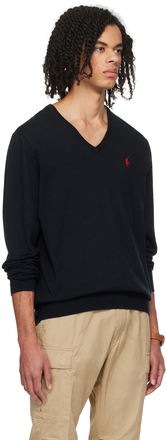 NEW LAUREN KNIT V-NECK SWEATER (BLACK)