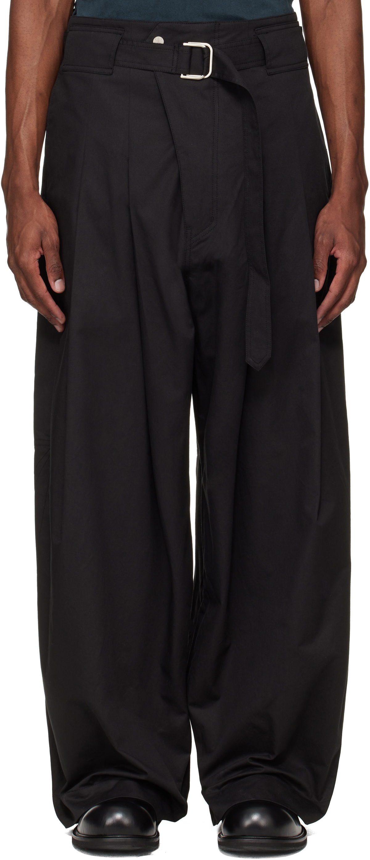 FFFPOSTALSERVICE Black Wide Belted Trousers