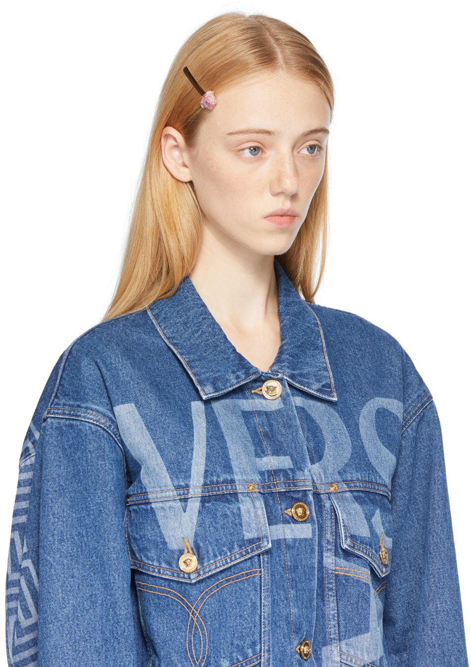 Versace Multicolor Crystal 'La Medusa' Hair Clip Versace