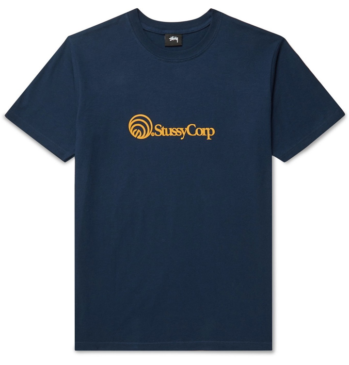 Photo: Stüssy - Logo-Print Cotton-Jersey T-Shirt - Blue