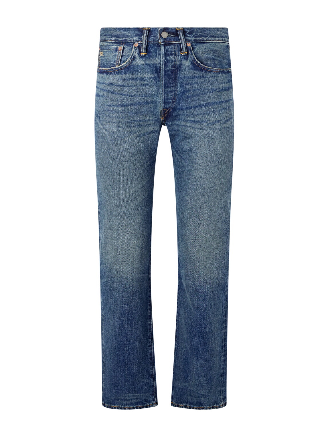 RRL Distressed low-rise straight jeans RRL