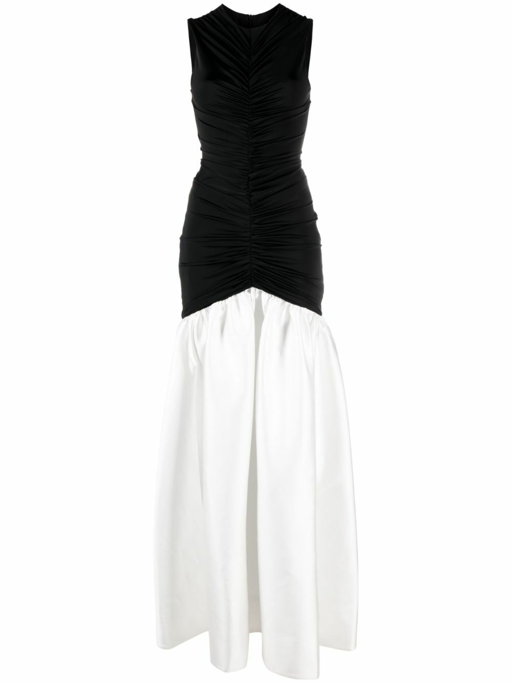 rasario black and white dress Asymmetric satin and lace mini dress main image 0