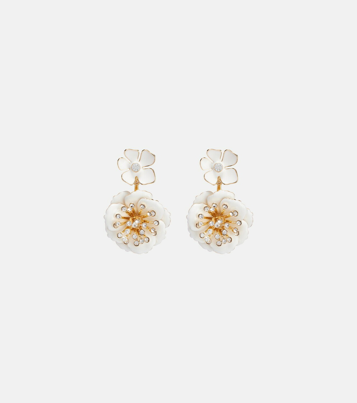 Carolina Herrera Crystal-embellished floral drop earrings