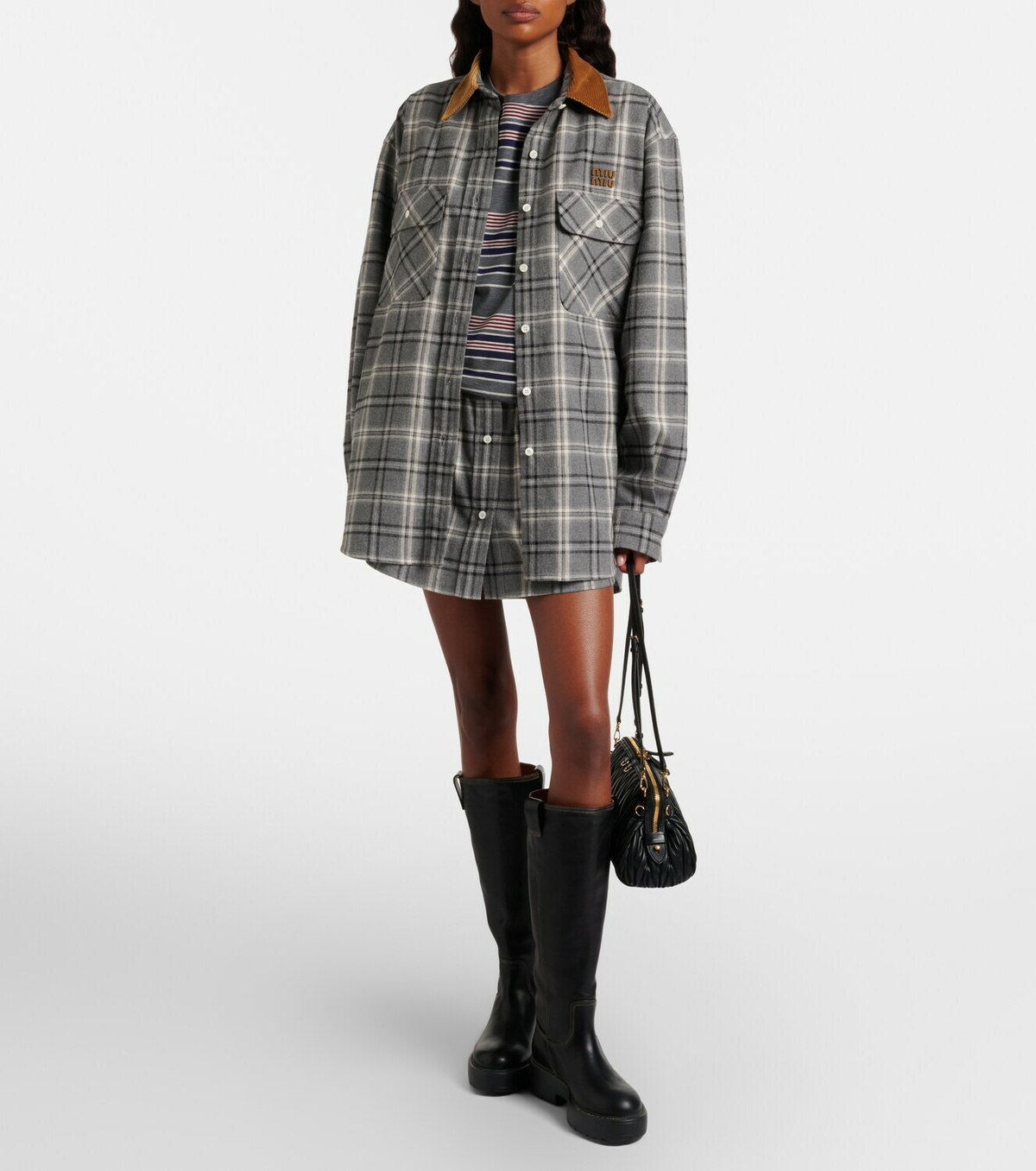 Miu Miu Logo leather knee-high boots