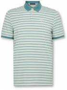 G/FORE - Striped Perforated Stretch-Jersey Golf Polo Shirt - Blue