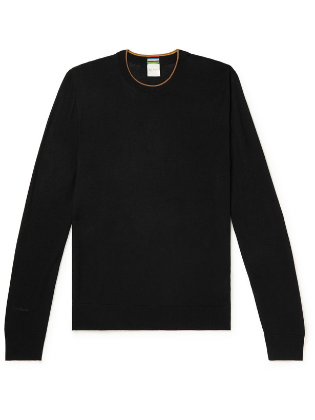 Photo: Paul Smith - Logo-Embroidered Merino Wool Sweater - Black