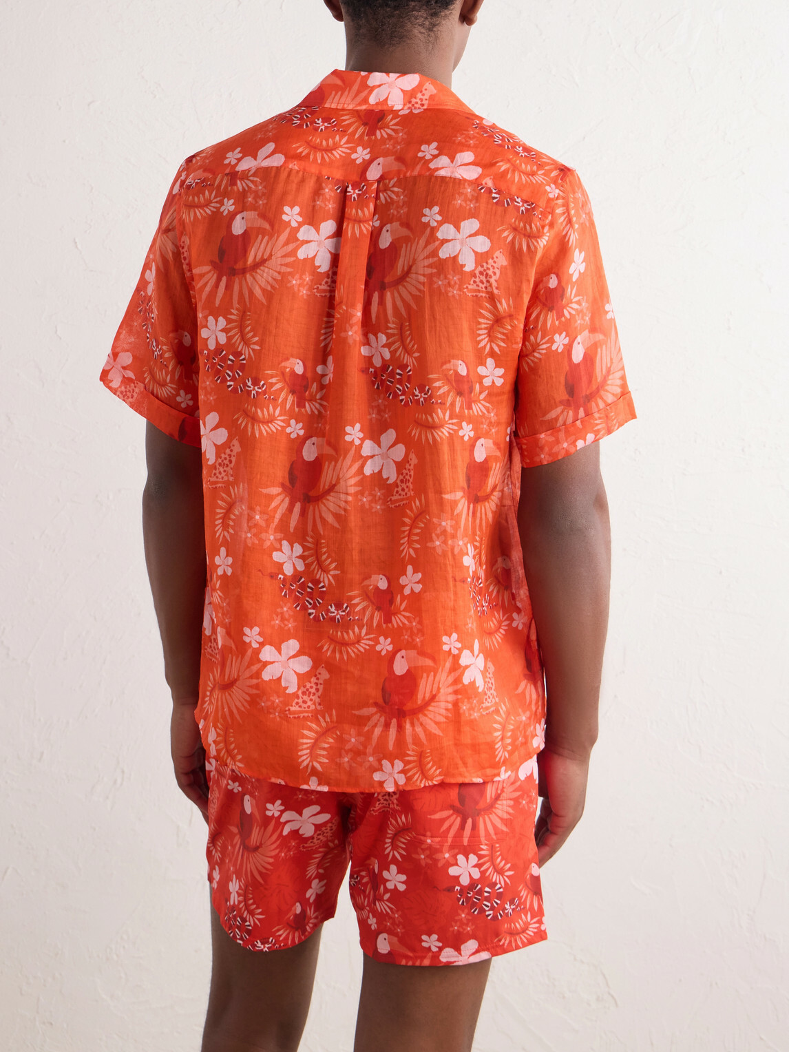 Vilebrequin - Charli Camp-Collar Printed Ramie Shirt - Orange