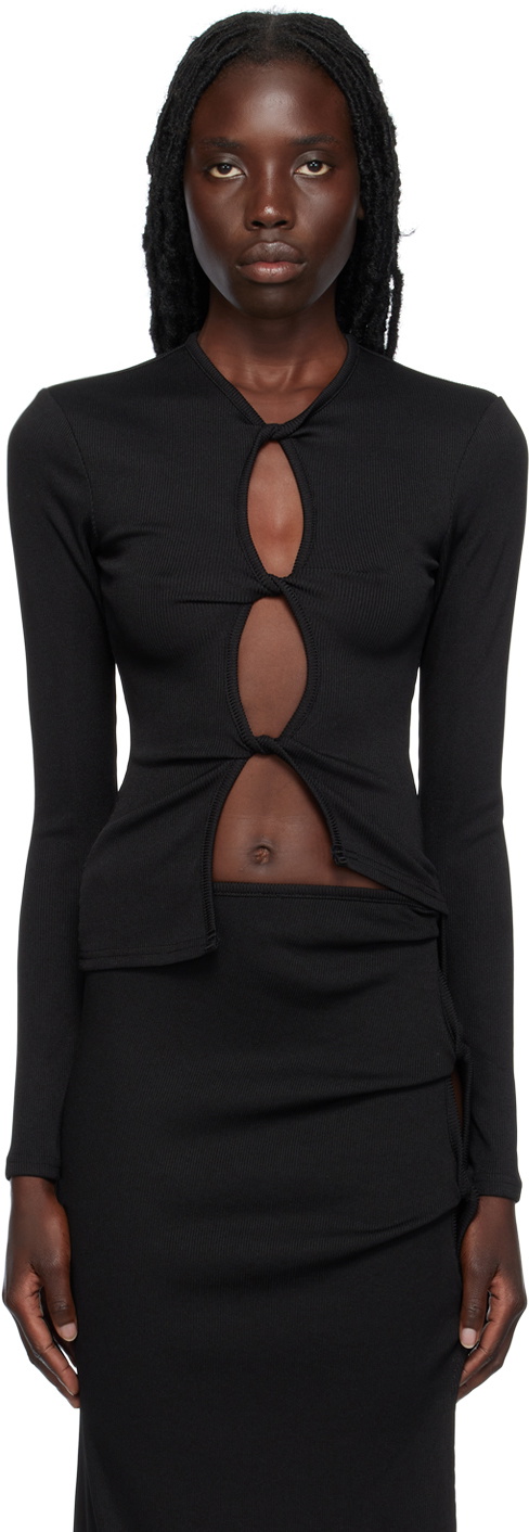 Christopher Esber Black Open Twist Long Sleeve T-Shirt