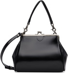 Y's Black Semi-Matte Leather Metal Clasp Bag