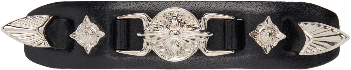 Toga Pulla Black Small Metal Leather Hair Clip