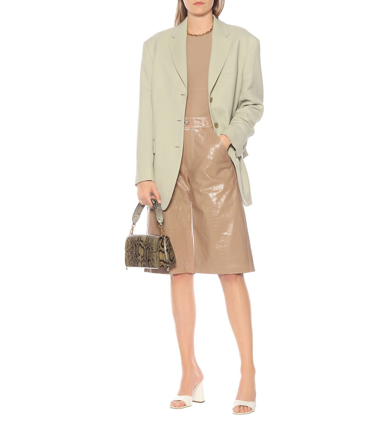 Dodo Bar Or High-rise leather Bermuda shorts