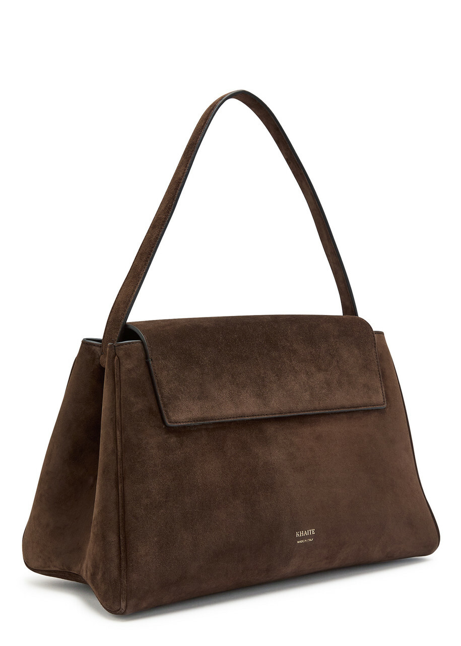 Khaite Audrey Suede top Handle bag - Dark Brown - One Size