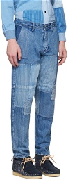 FDMTL Blue Patchwork Jeans