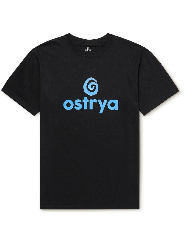 Photo: OSTRYA - Emblem Logo-Print Cotton-Blend Jersey T-Shirt - Black