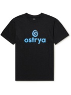 OSTRYA - Emblem Logo-Print Cotton-Blend Jersey T-Shirt - Black