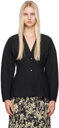 GANNI Black V-Neck Blazer