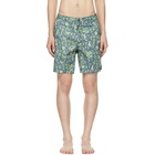 Onia Blue and Green Banana Leaf Calder Swim Shorts