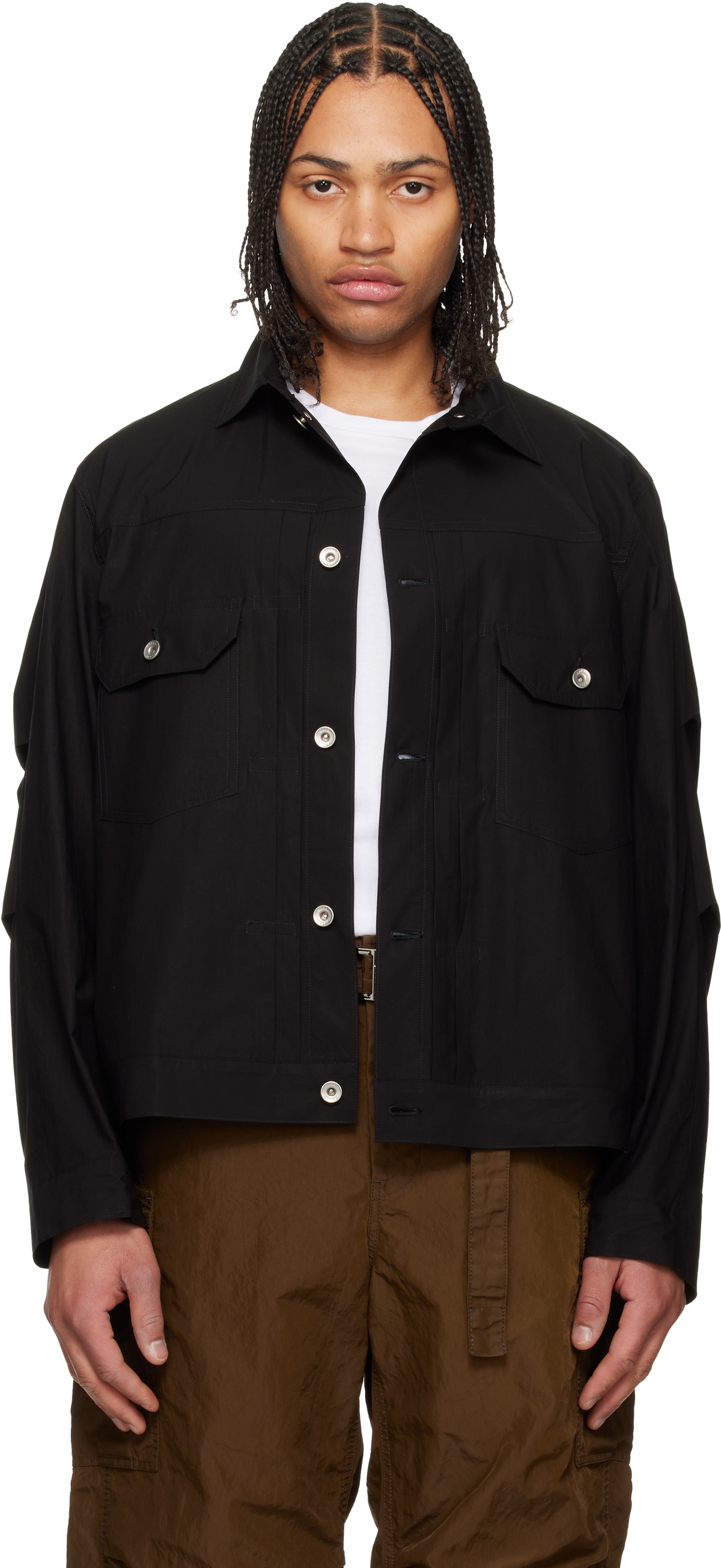 sacai 22SS cotton jacket ダブルジャケット sacai Black Cotton Typewriter Jacket Sacai