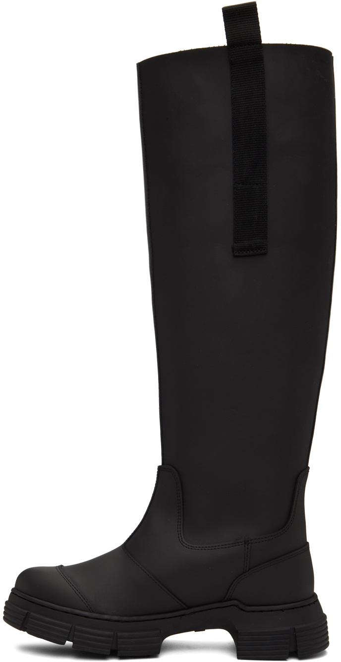 GANNI Black Recycled Rubber Country Boots GANNI
