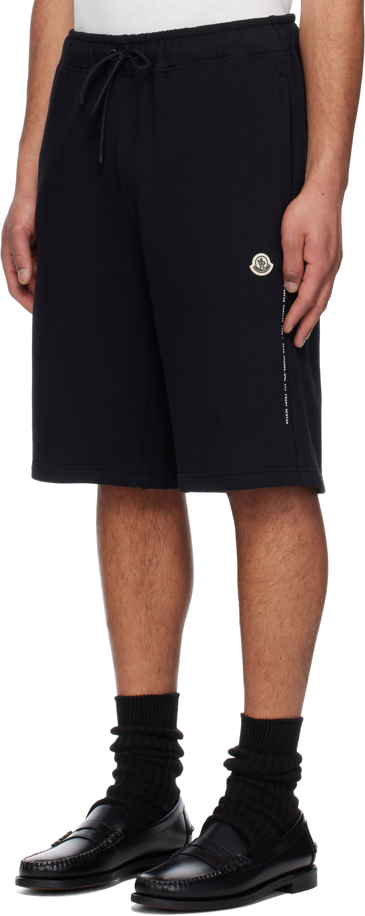 Moncler Genius Moncler x FRGMT Hiroshi Fujiwara Black Embroidered Logo Cotton Shorts