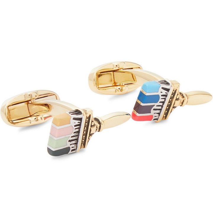 Photo: Paul Smith - Enamel, Gold and Silver-Tone Cufflinks - Gold