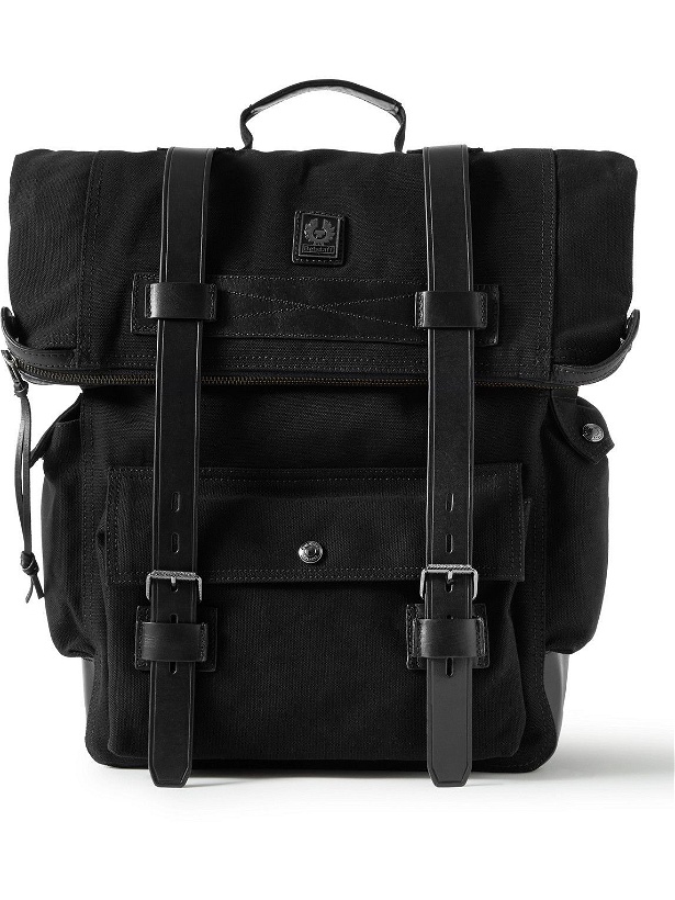 Photo: Belstaff - Bruce Logo-Appliquéd Leather-Trimmed Canvas Backpack