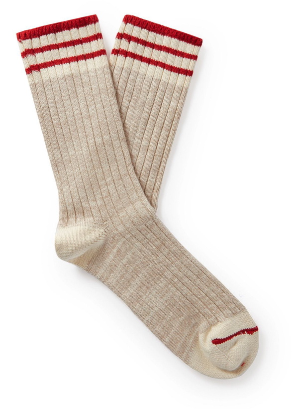 Photo: Thunders Love - Ribbed Striped Combed Cotton-Blend Socks