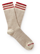Thunders Love - Ribbed Striped Combed Cotton-Blend Socks