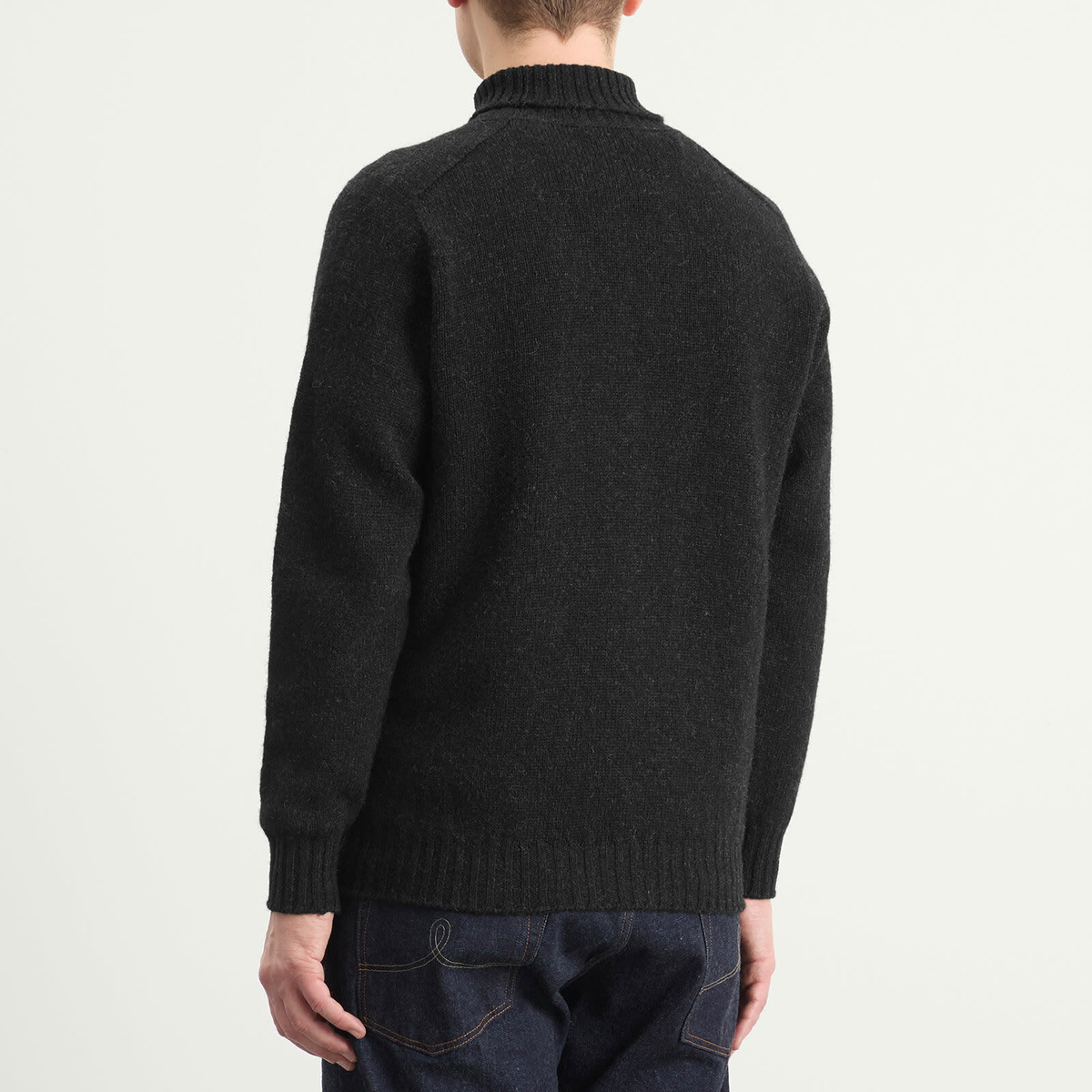 Jamieson's of Shetland Men's Jamiesons of Shetland Roll Neck Knit in Black Mix