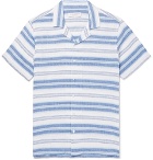 Orlebar Brown - Travis Camp-Collar Striped Linen and Cotton-Blend Shirt - Men - Blue