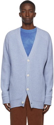 The Elder Statesman Blue Cashmere Grain Stitch Cardigan