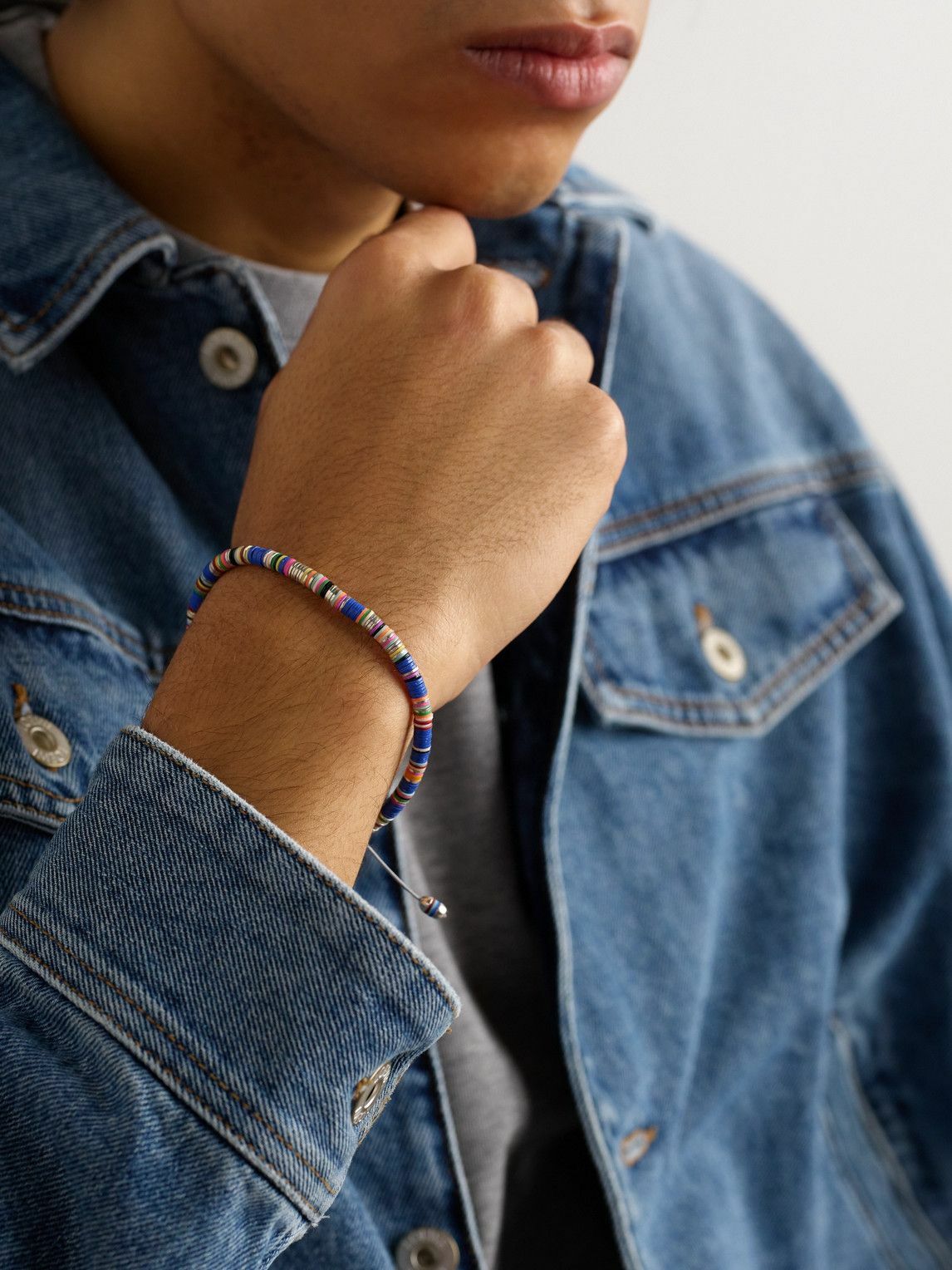 M. Cohen - Malli Sterling Silver and Cord Beaded Bracelet - Blue
