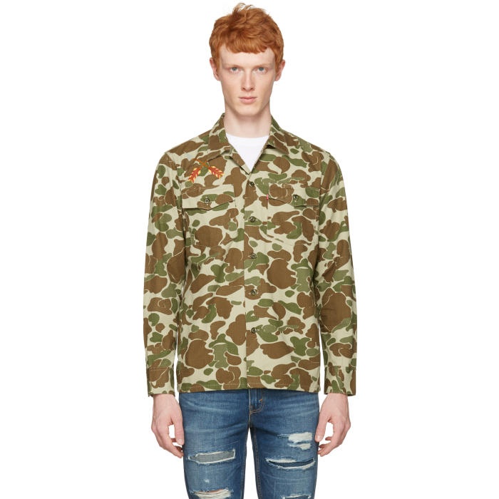 Photo: Levis Green and Brown Camo Embroidered Shirt