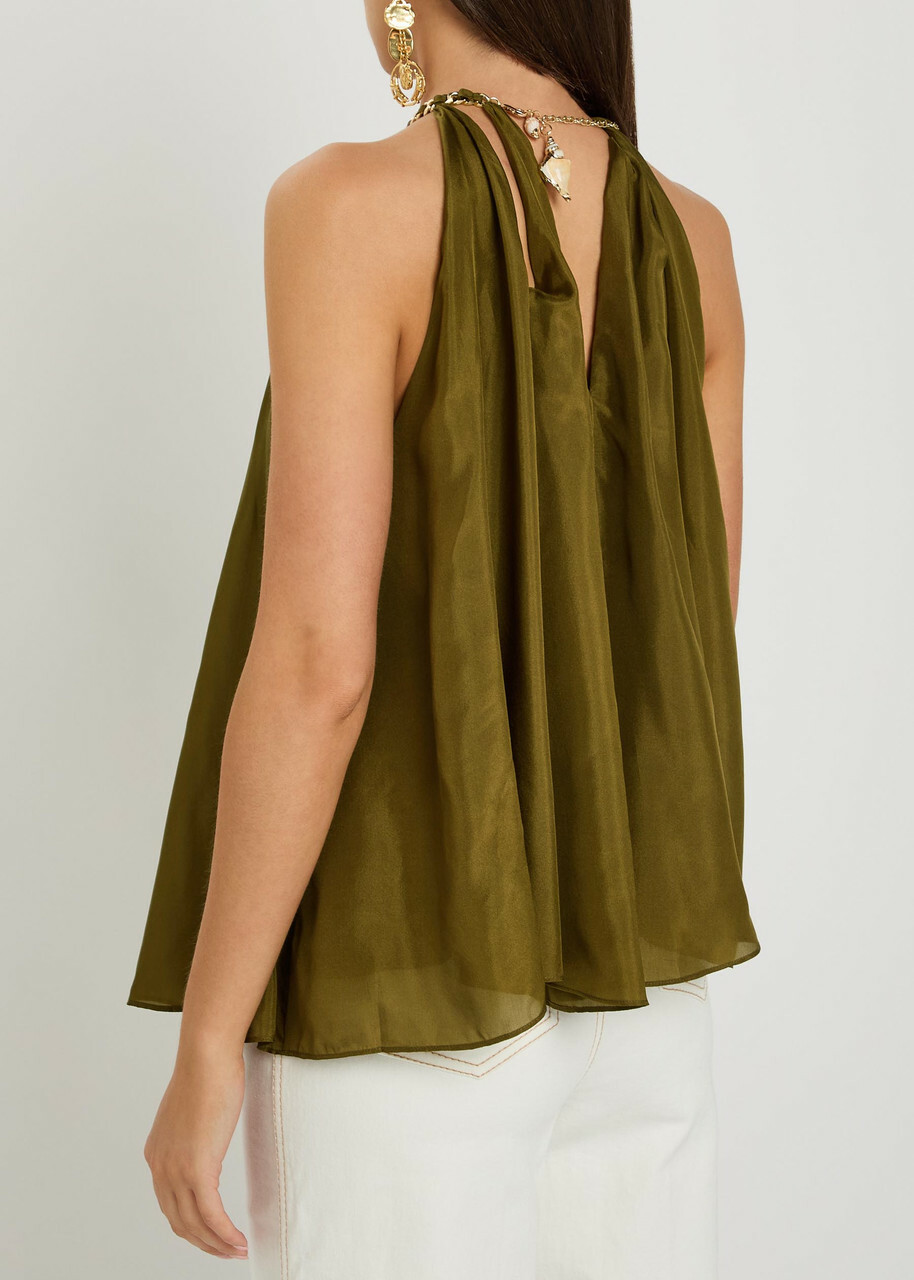 Zimmermann Mohon Charm-effect Silk Blouse Olive