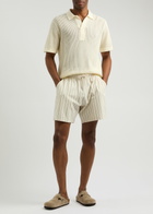 Wax London Dudley Striped Cotton Shorts Cream