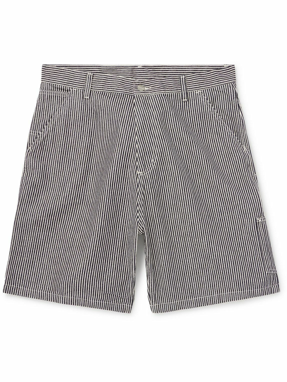 Carhartt WIP - Straight-Leg Striped Cotton-Canvas Shorts - Blue ...