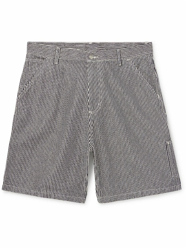 Photo: Carhartt WIP - Straight-Leg Striped Cotton-Canvas Shorts - Blue