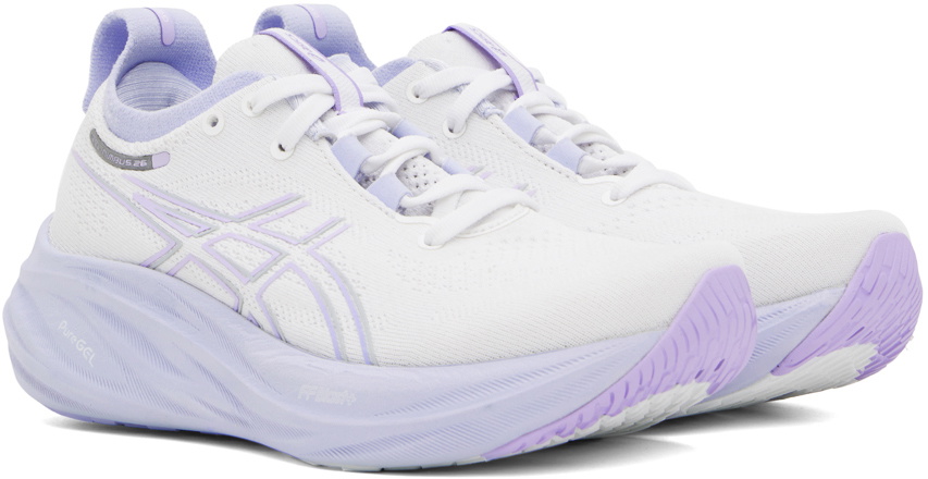 Asics White & Purple Gel-Nimbus 26 Sneakers