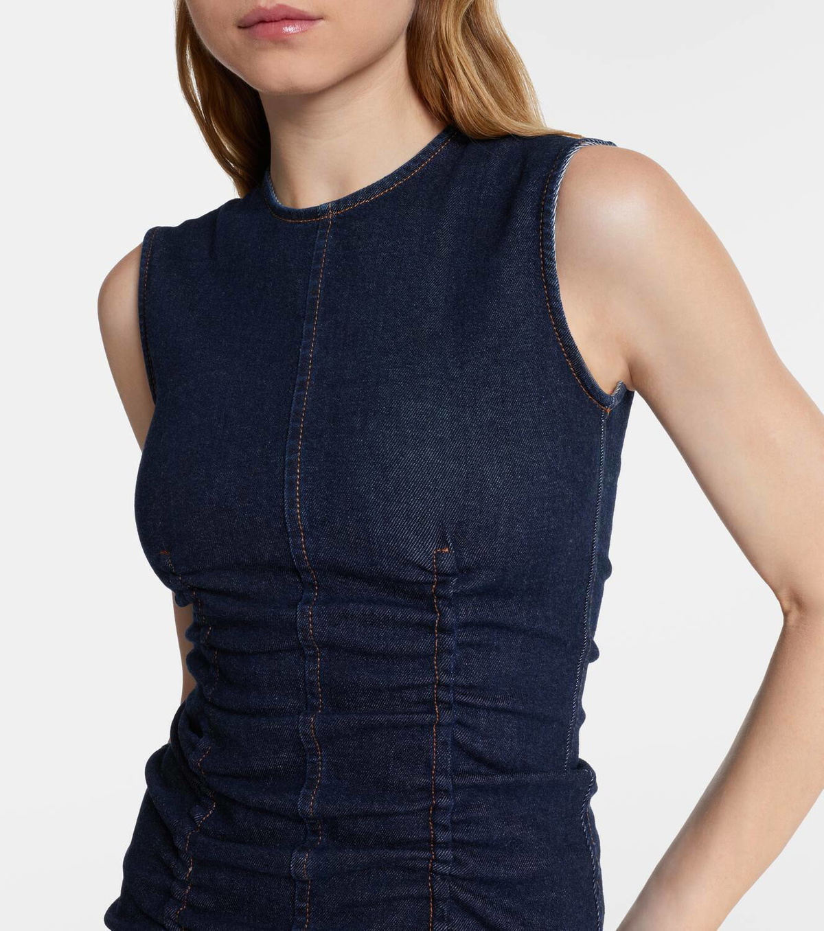 Sportmax Voto ruched denim midi dress
